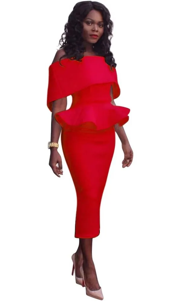 Women's Summer Off-Shoulder Sleeveless Bodycon Dress With Ruffles