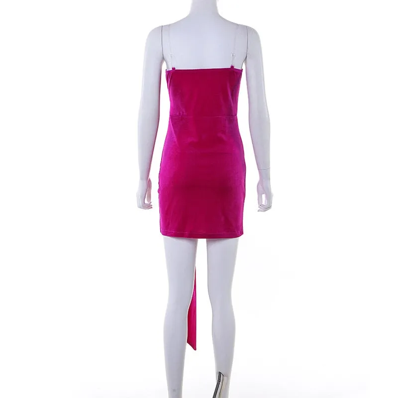 Women's Velvet Ruched Bodycon Mini Dress