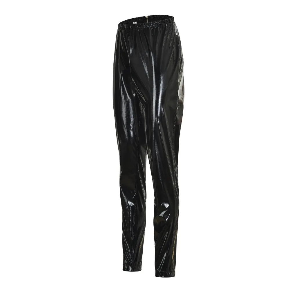 Women's Winter Skinny Faux Leather Mid-Waist Leggings