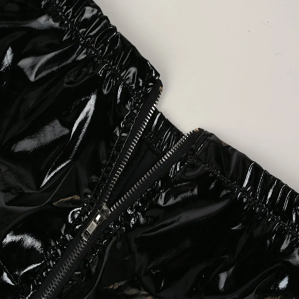 Women's Winter Skinny Faux Leather Mid-Waist Leggings