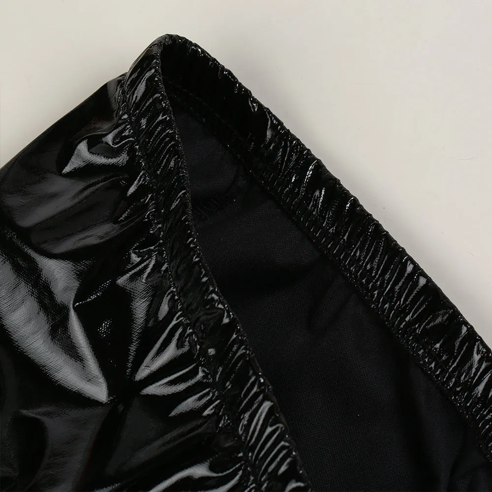 Women's Winter Skinny Faux Leather Mid-Waist Leggings