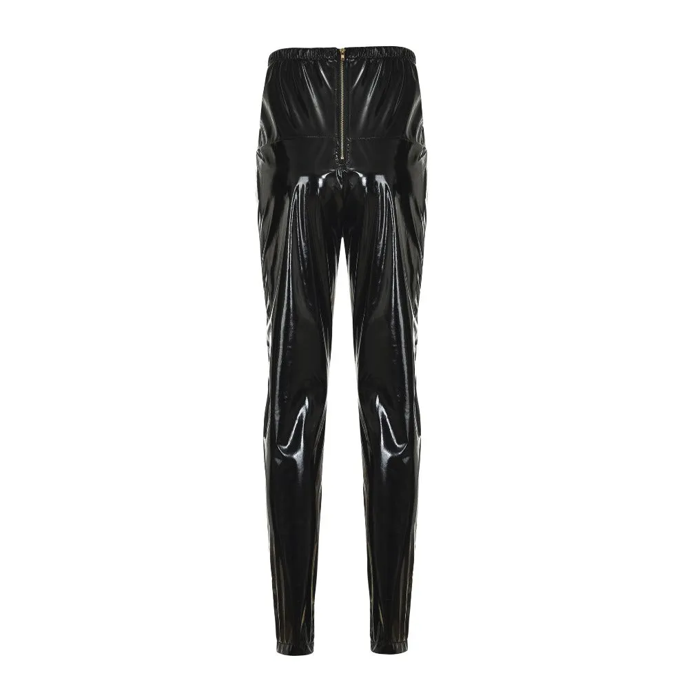 Women's Winter Skinny Faux Leather Mid-Waist Leggings