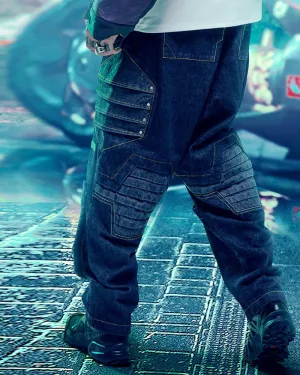 XIPHEVIL Cyberpunk Outfits Heavy Mecha Baggy Unisex Jeans