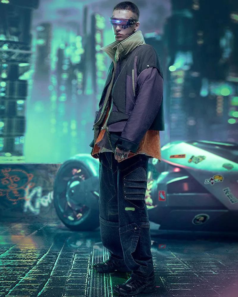 XIPHEVIL Cyberpunk Outfits Heavy Mecha Baggy Unisex Jeans