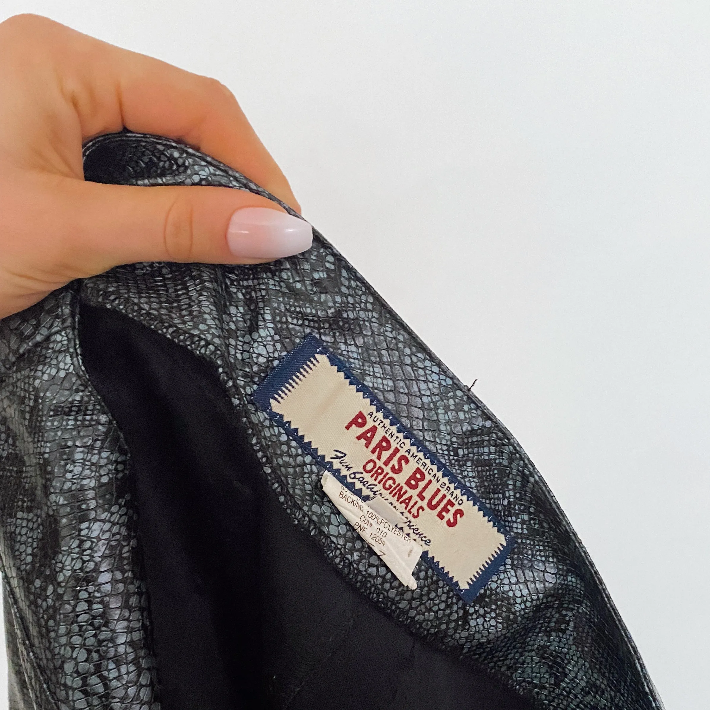 Y2K Snakeskin Leather Pants in Silver Gray